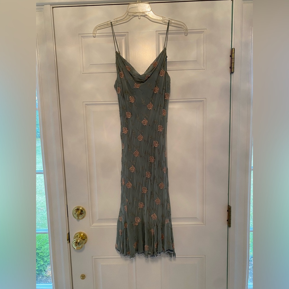 Betsey Johnson Green Maxi Slip Dress with Cowl Neck